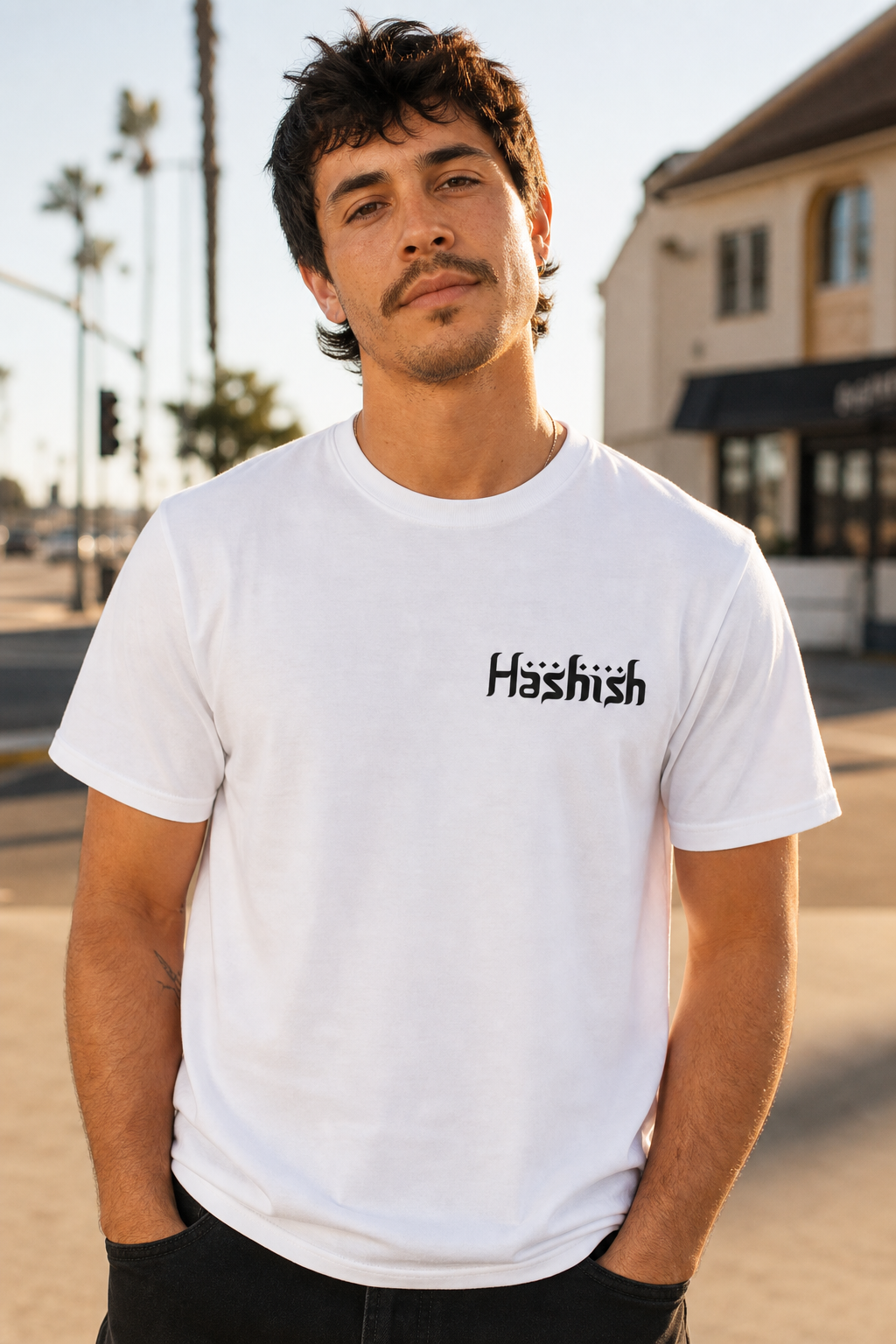 Hashish Signature Tee — Regular Fit (White)
